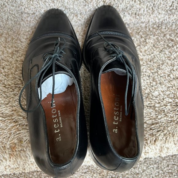 a.testoni Men\'s Black Leather Oxfords Dress Shoes. main image 10